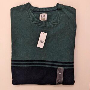 GAP | Dark Green & Navy Striped Colorblock Sweater | XS